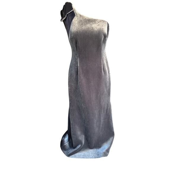 Eliza J Velvet One Shoulder Bow Evening Gown Dress Gray Size 6P NWT - Picture 2 of 12